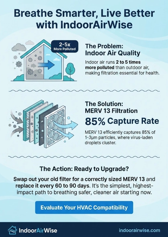 Infographic of "MERV 13 Air Filter for Viruses – Breathe Safer, Cleaner Air Today"